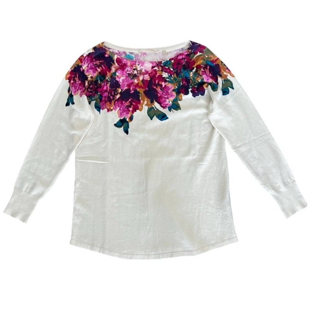 Soft Surroundings Floral Embroidered Sweater Womens Small Long Sleeve